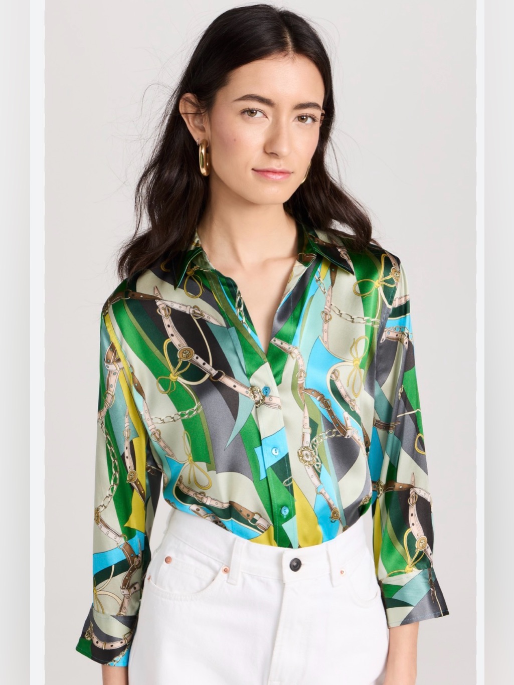 L'agence Dani Belt Swirl Printed Silk Blouse Size Medium